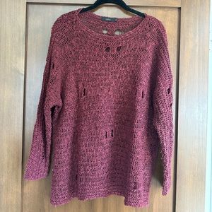 Burgundy holey sweater- oversized